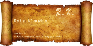 Raiz Klaudia névjegykártya